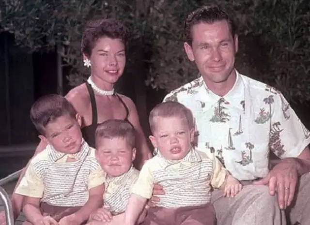 Jody Morrill Wolcott with her ex-husband Johnny Carson and three sons
