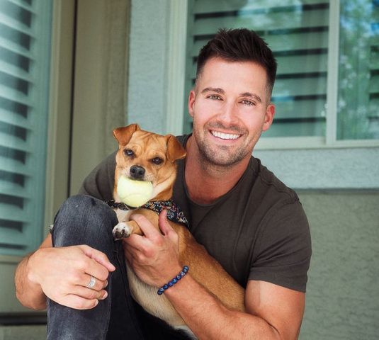 James Maslow with his dog
