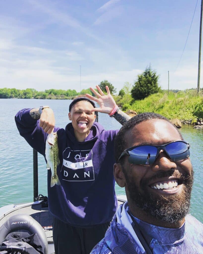 Sydney Moss with her dad Randy Moss