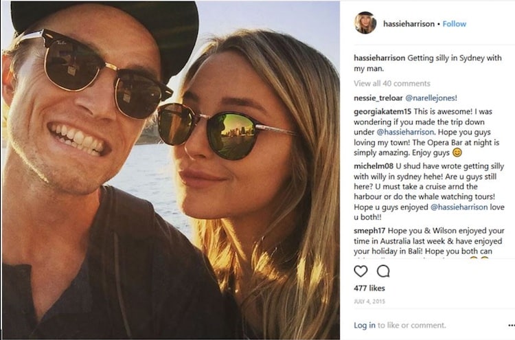 Hassie Harrison Instagram post with Wilson Bethel