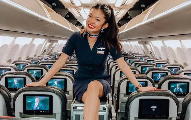 Serena Chew in Flight Attendant Uniform.