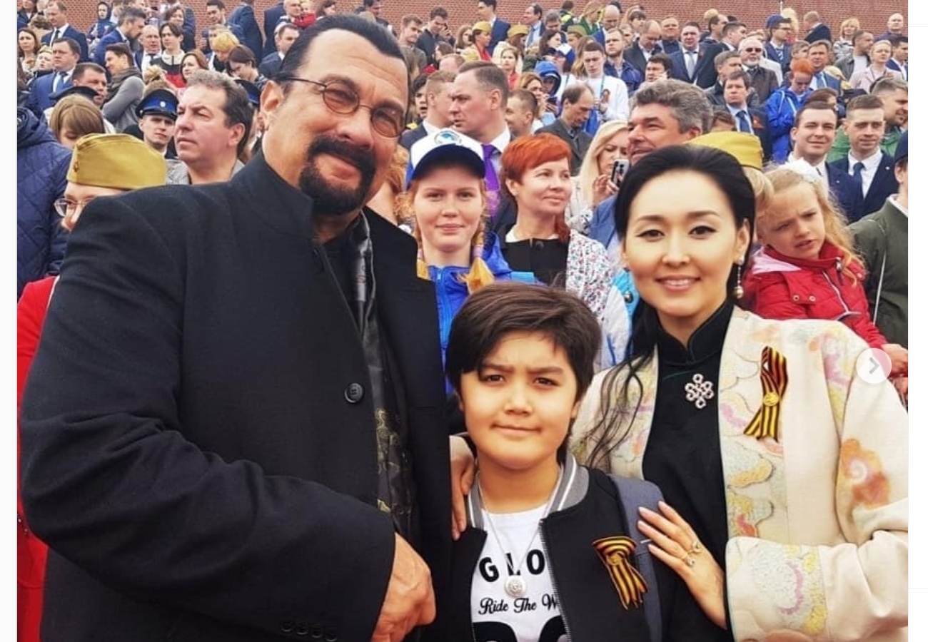 Steven Seagal with wife Erdenetuya and son Kunzang Seagal