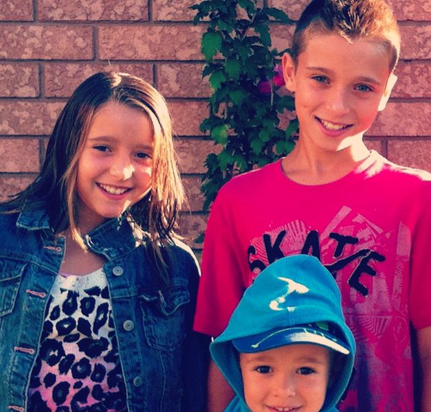 Young Josh Richards with his sister Olivia and brother William