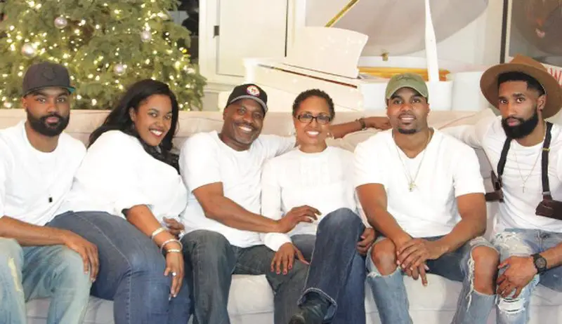 Steelo Brim with his parents and siblings.