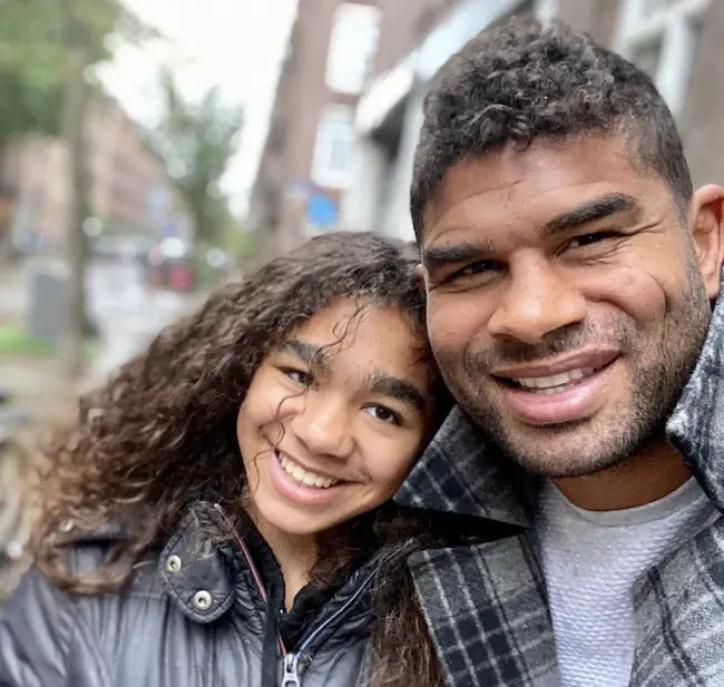 Alistair Overeem with his daughter Storm Overeem