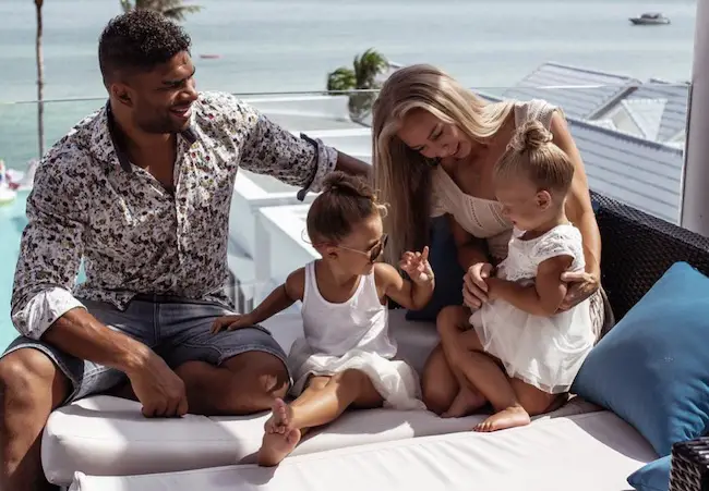 Alistair Overeem with his partner Danielle Toele and daughters