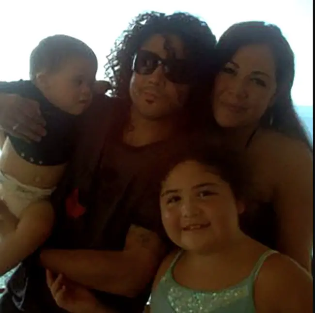 Chris Perez with ex-wife Vanessa Villanueva and their children Noah Perez and Cassie Perez.