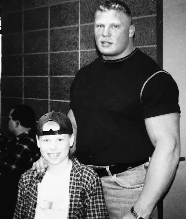 Young Luke Lesnar with his father Brock Lesnar. (Luke/Instagram)