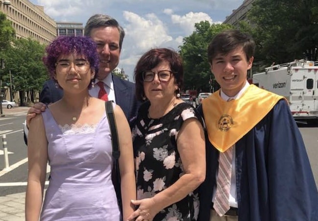 Ed Henry with his mother, daughter Mila, and son Patrick