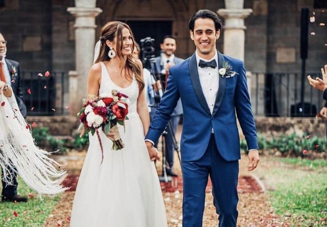 Romina Puga with her husband Miguel Tamayo on their wedding day