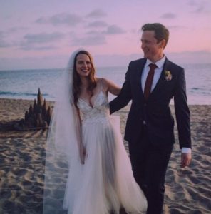 Griffin Cleverly With His Wife Bridgit Mendler On Their Wedding Day 296x300 