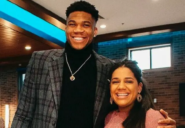 Mariah Riddlesprigger with her partner Giannis Antetokounmpo