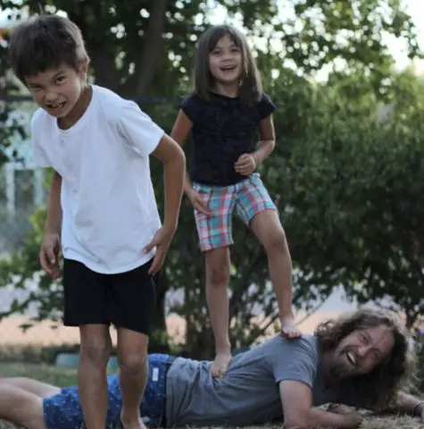 Josh Blue with his children Simon Blue and Seika Blue