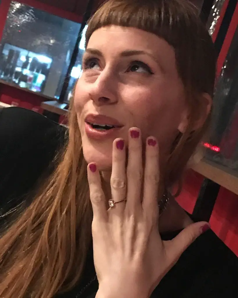 Natalie Jean flaunting her engagement ring