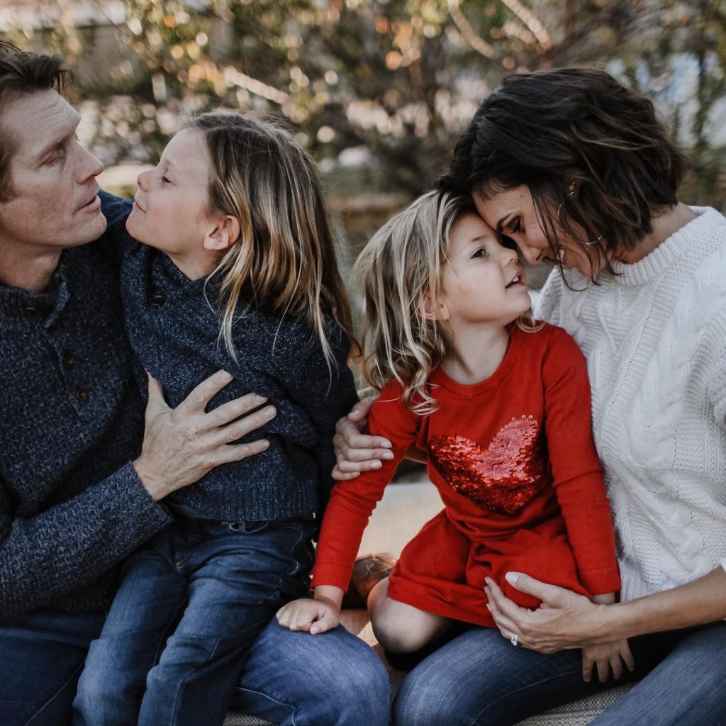 David Paul Olsen with his wife Daniela Ruah and kids