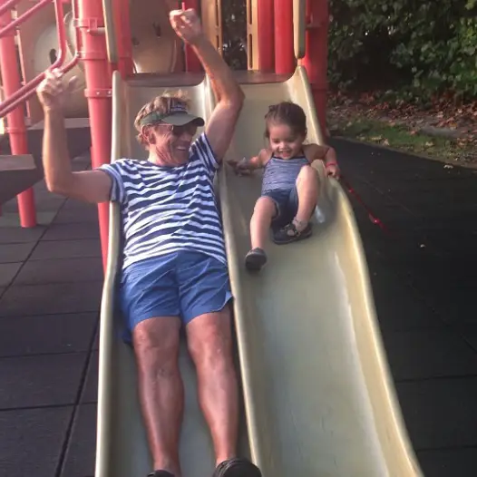 Joe Namath with his granddaughter