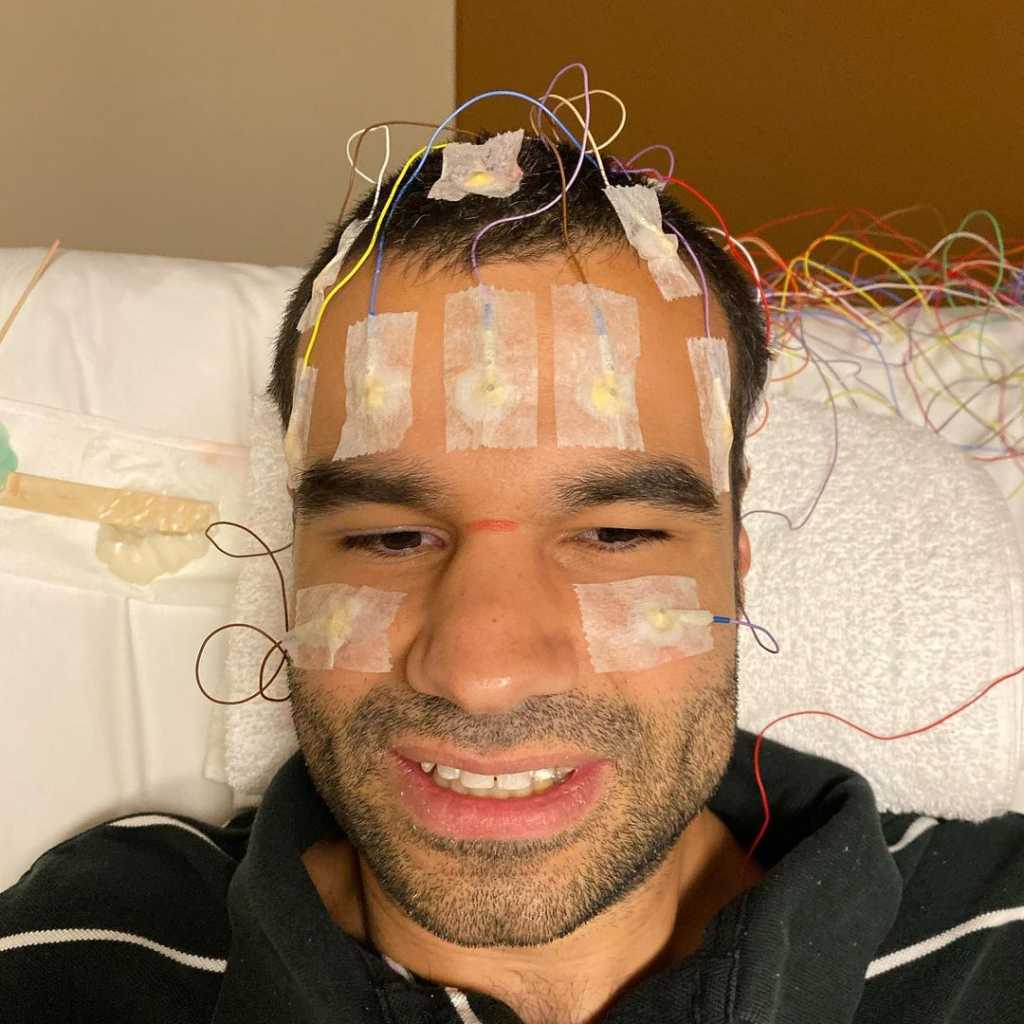 Zachary Taylor Warner taking and EEG test