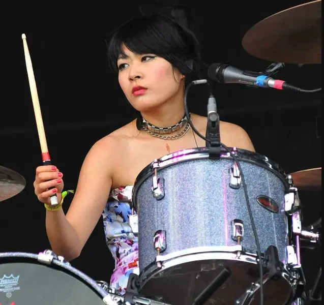 Akiko Matsuura playing drums