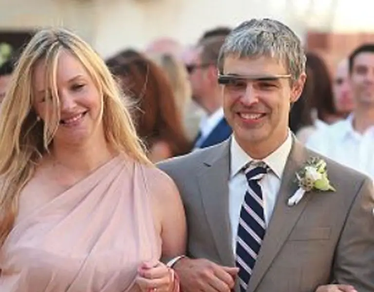 Larry Page wearing google glass at a wedding