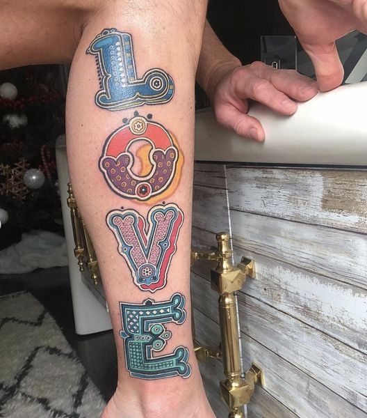 David Bromstad's LOVE tattoo