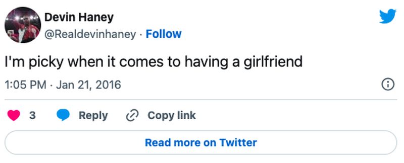 Devin Haney's tweet about girlfriend
