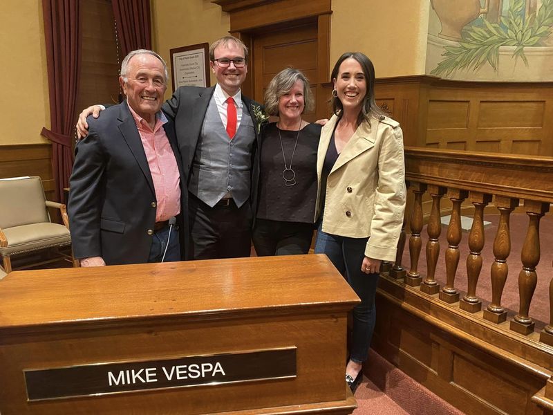 Maggie Vespa with her brother and parents