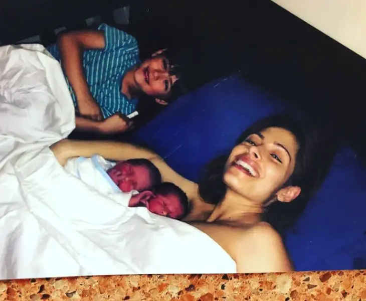 Sarah Shahi at the time of her twin's birth