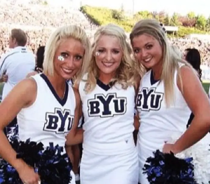 Dani Beckstrom (R) with her cheerleader friends