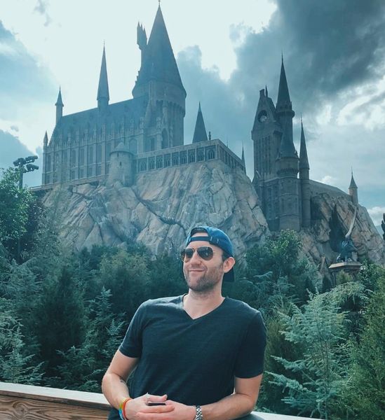 Matthew Lewis at Hogwarts Castle in Orlando