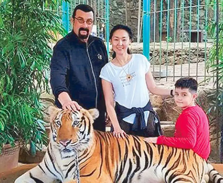Steven Seagal with his wife and son Kunzang