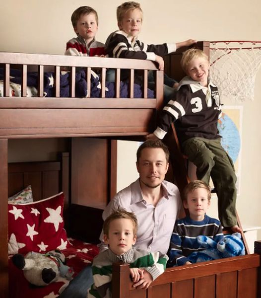 Elon Musk with his four sons