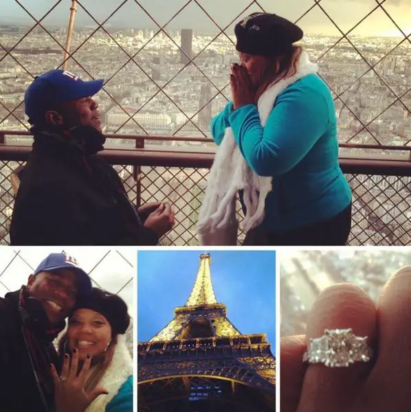 Marcelle Love proposing Tara Setmayer at Eiffel Tower