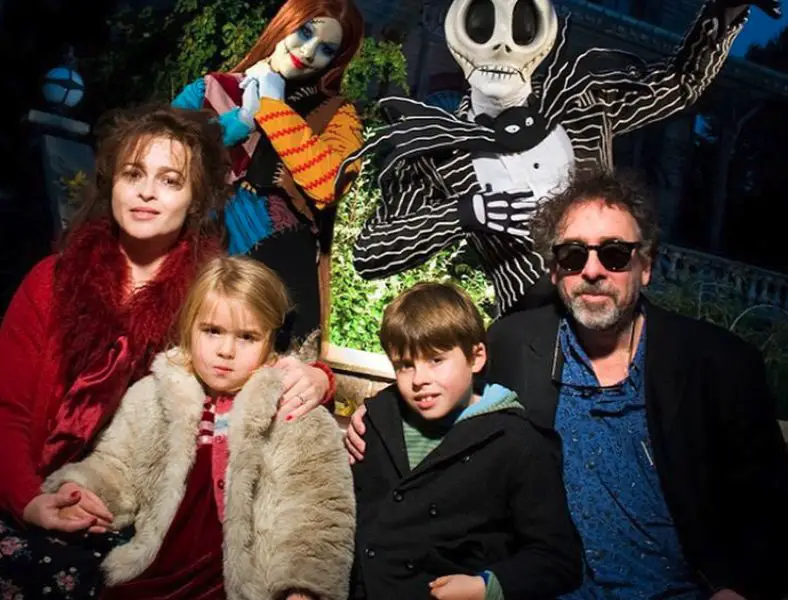 Helena Bonham Carter and Tim Burton with their kids