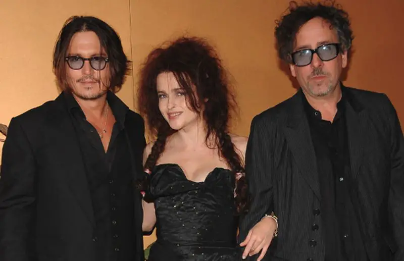 Johnny Depp with Helena and Tim Burton