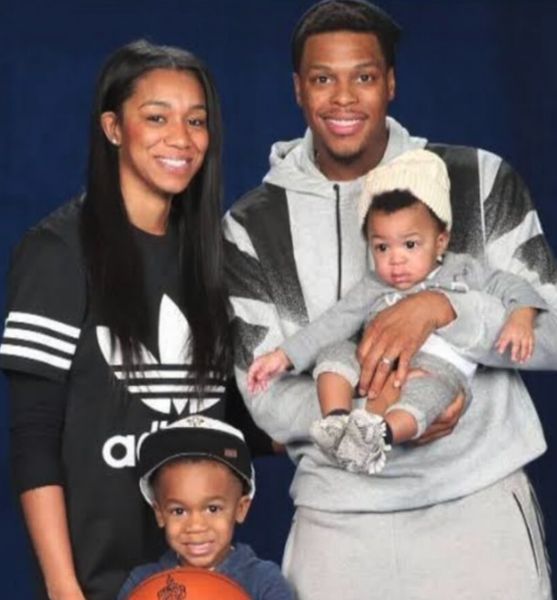 Kyle Lowry with his wife and kids