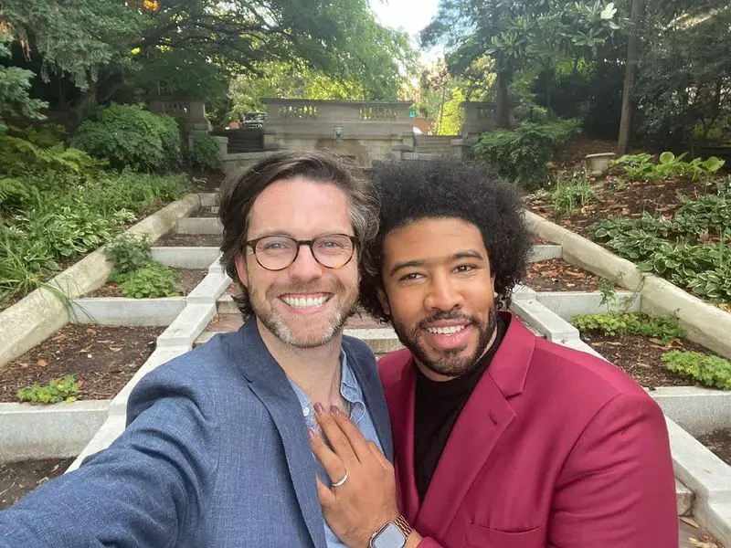 Eugene Daniels with his husband Nate Stephens engagement picture