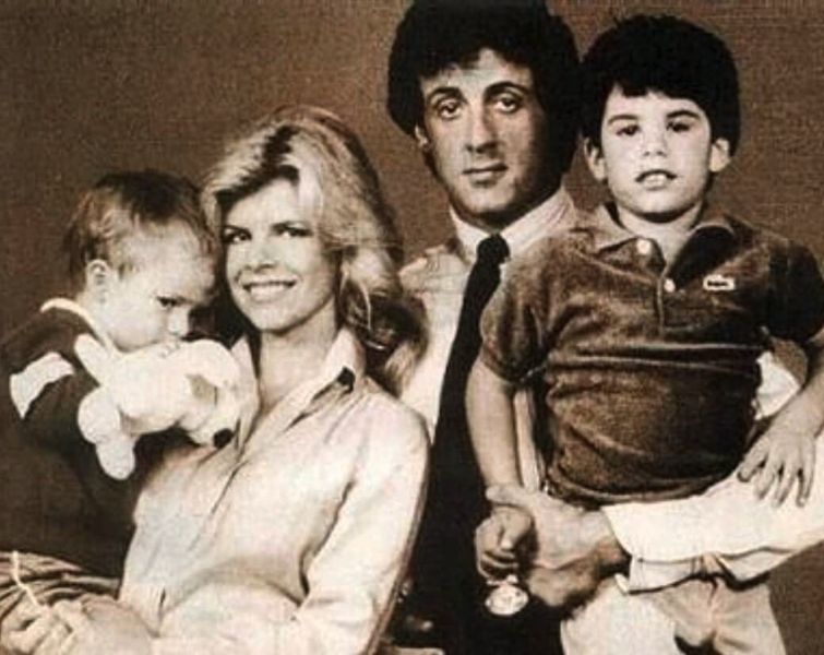 Sylvester Stallone with his ex-wife and sons
