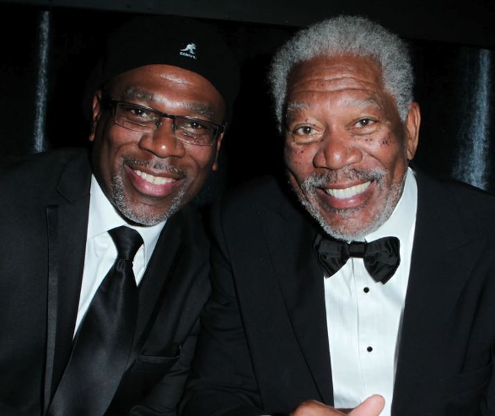 Morgan Freeman with his son
